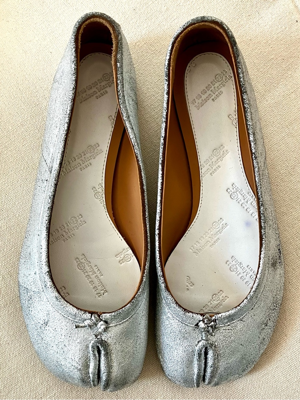 Maison Margiela Silver Tabi Ballet Flats RARE AND ICONIC! w/ dust covers + box